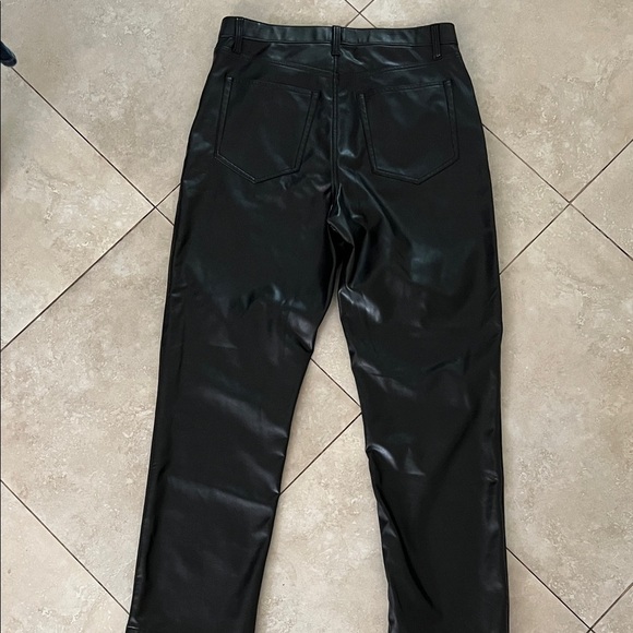 Abercrombie & Fitch Black Faux Leather High-Rise Pants Size 32/14 - Picture 5 of 8